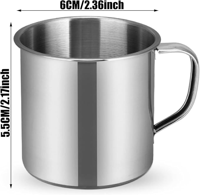 Stainless Steel 6-Pack Coffee Cups, 4 oz, Silver, Modern, Reusable, Perfect for Home, Outdoor Events, Travel, Picnics