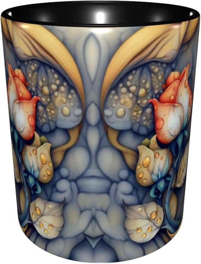 Yrebyou Rose Coffee Mug Funny Tea Cup Ceramic Mugs 11OZ with Handle Gifts for Women Men Home Office Decor