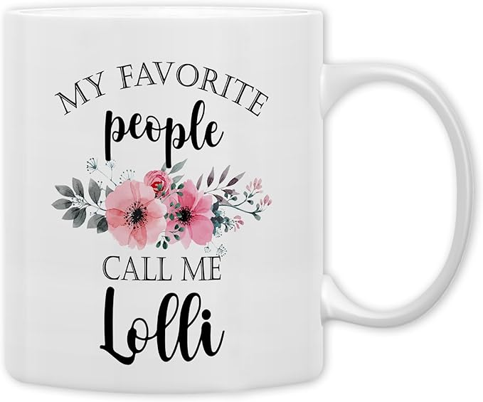 QASHWEY Lolli Coffee Mug, Lolli Gifts for Grandma, LolliGifts from Grandkids, Grandma Coffee Mugs, Mothers Day Mug Tea Cup Gifts forLolli,My Favorite People Call MeLolli CoffeeCup Ceramic 11oz