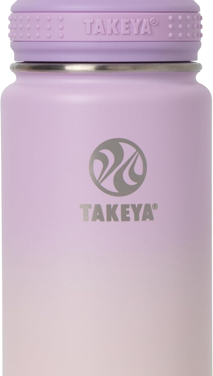 Takeya Actives Water Bottle with Spout Lid - Bottle with Double Stainless Steel Insulation - Dishwasher Safe & BPA-Free - Bottle with Spout Lid & Removable Bumper - 24 oz, Ombre Golden Hour