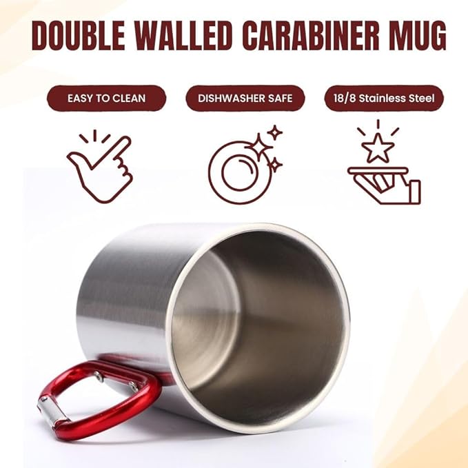 8 Oz Double-Walled 304 Stainless Steel Coffee Cup – Small, Lightweight, Insulated Camping Mug for Hiking, Backpacking, Travel, Outdoor Adventures, Office & Dishwasher-Safe