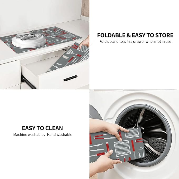 Barbecue Tools Dish Drying Mat 18x24 For Kitchen Counter Absorbent Microfiber Dishes Pad Dish Drainer Rack Mats Fast Dry Kitchen Accessories