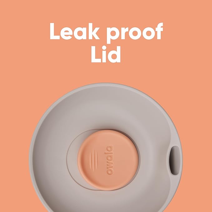 Owala SmoothSip Slider Insulated Stainless Steel Coffee Tumbler, Reusable Iced Coffee Cup, Hot Coffee Travel Mug, BPA Free 20 oz, Grey/Blue (Beachy Breeze)