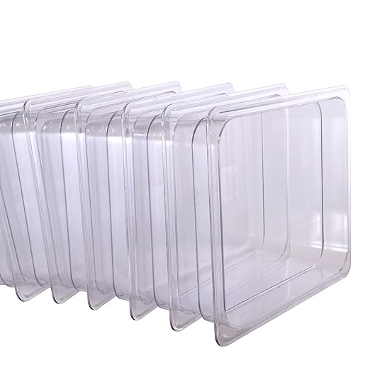 6-Pack Food Pan Half Size Clear Polycarbonate Food Pans 2.5" Deep Commercial Hotel Pans for Party, Restaurant, Hotel