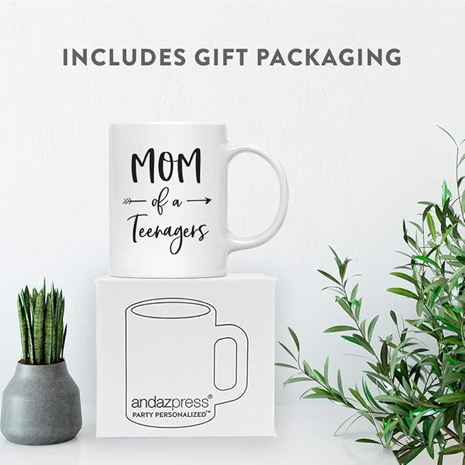 Andaz Press Mother's Day 11oz. Ceramic Coffee Tea Mug Gift for Mom, Mom of Teenagers, 1-Pack