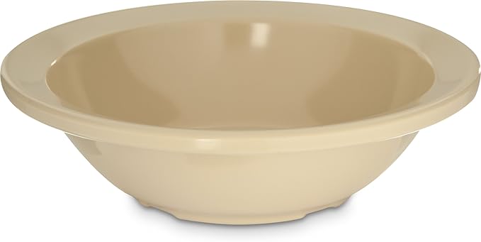 Carlisle FoodService Products Kingline Reusable Plastic Bowl Fruit Bowl with Rim for Home and Restaurant, Melamine, 4.75 Ounces, Tan, (Pack of 48)