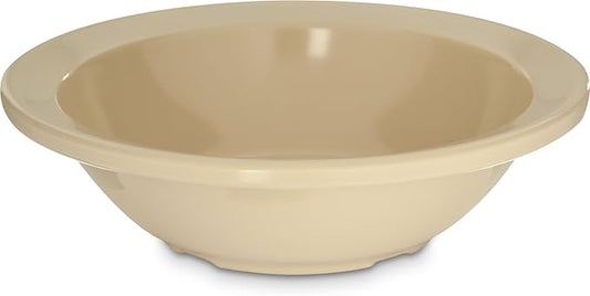 Carlisle FoodService Products Kingline Reusable Plastic Bowl Fruit Bowl with Rim for Home and Restaurant, Melamine, 4.75 Ounces, Tan, (Pack of 48)