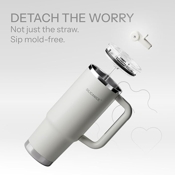 Easy Clean Pro Tumbler - 30 oz Water Bottle with Handle Quick-Disassemble Flip Straw, Leakproof Insulated Stainless Steel,Dishwasher Safe, BPA-Free Gifts for Women & Men