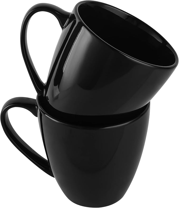 39oz Large Coffee Mug Ceramic Tea Cup for Office and Home Big Capacity with Handle set of 2(black)