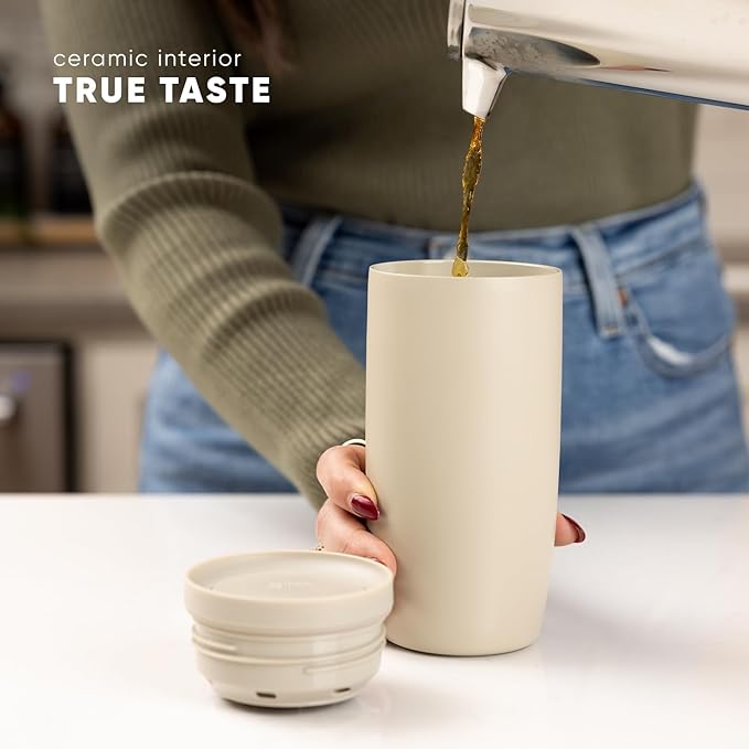 Simple Modern Travel Coffee Mug Tumbler with 360° Lid | Ceramic-Lined Insulated Stainless Steel Cold Brew Iced Coffee Cup Thermos | Gifts for Women Men Her Him | Voyager Signature | 12oz | Slumberland