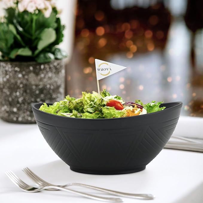 Wrova 65oz Big Wheat Straw Bowls - Large Salad Bowls set of 6 - Unbreakable Serving Bowls - Microwave & Dishwasher Safe - Oval Bowls for Cereal,Salad,Fruit - Classic Series