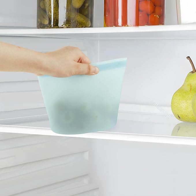 6 Pack Reusable Silicone Food Storage Bags, Emptycolor Reusable Ziplock Bags, Leakproof Freezer Bag for Sandwich, Snack, Dishwasher Safe, BPA Free