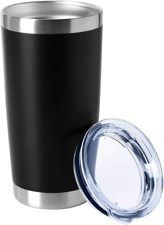 HASLE OUTFITTERS 20oz Tumblers Bulk Stainless Steel Cups with Lid Double Wall Vacuum Insulated Coffee Mugs for Cold & Hot Drinks 1 Pack, Black