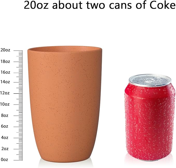 Homienly Plastic Cups Reusable Wheat Straw Cups 8 PCS a Good Alternative Plastic Water Glasses Unbreakable Drinking Cup Reusable Dishwasher Safe Microwave Safe Cups with Orange Color (20 OZ)