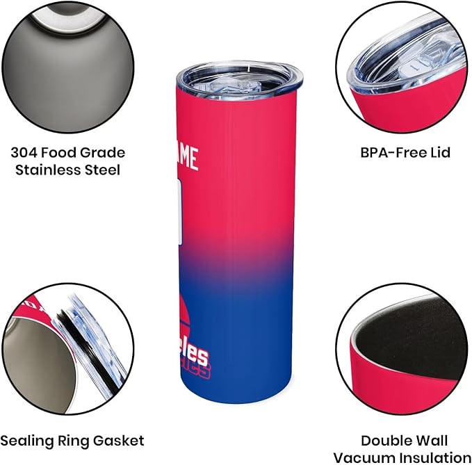 Custom Tumblers Stainless Steel Cup Personalized Basketball Insulation Travel Mug Add Your Name Number 20 oz Fans Gift for Men Women