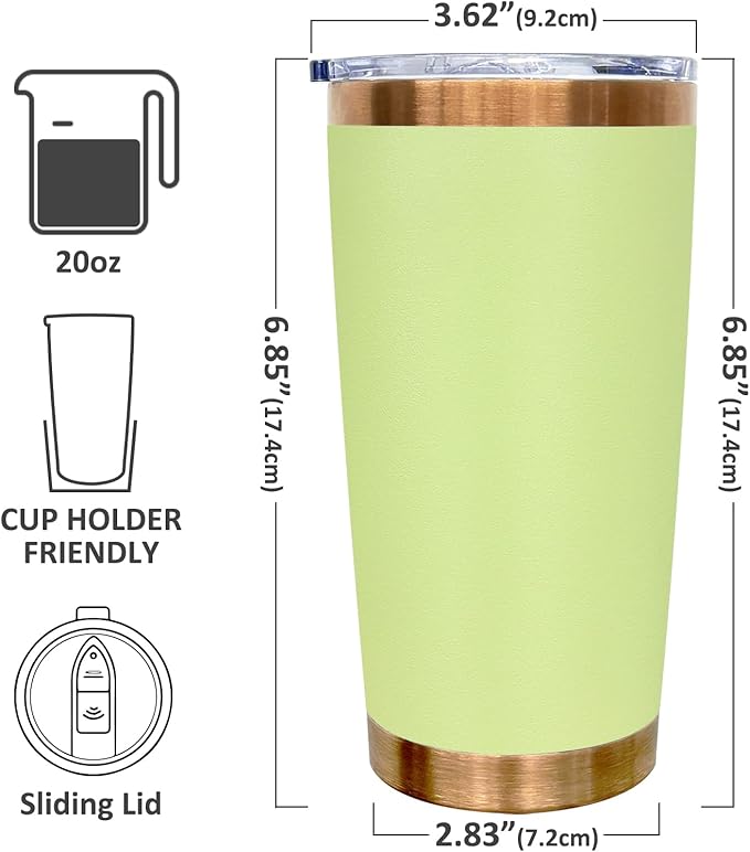 20 oz Tumbler Stainless Steel Tumbler with Lid and Straw, Double Wall Vacuum Insulated Travel Coffee Mug for Laser Engrave, Powder Coated Cup for Hot and Cold Drinks (Avocado Green,1 pack)