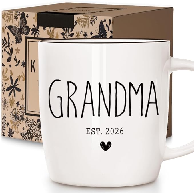 Promoted to Grandmother 2026 Mug, Grandma Ceramic Cup, Grandmas Gift Mugs, New Baby Reveal for Grandma, Pregnancy Announcement for Grandmother Mug, Grandparent Announcement Gifts, New Grandparent 13Oz