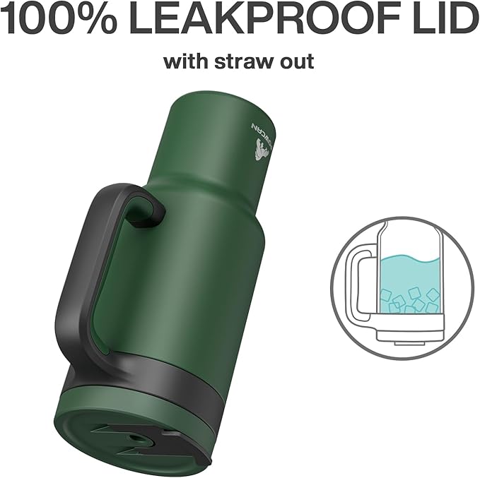 40 oz Tumbler with Handle, 2-in-1 Straw and Sip Lid, Leakproof, Dishwasher Safe, Insulated Stainless Steel Travel Coffee Mug, Keeps Cold for 34 Hours, Fits in Car Cup Holder (Forest)