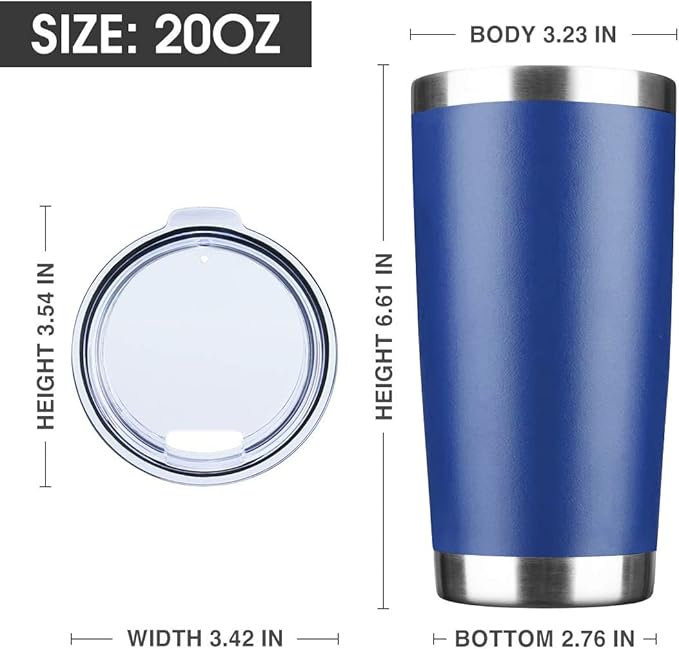 20oz Tumbler Stainless Steel Vacuum Insulated Mug with Lid, Double Wall Travel Mug, Durable Powder Coated Coffee Cup, Suitable for Ice Drinks and Hot Beverage (New Mix 12 pack)