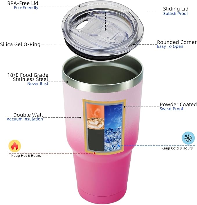 BJPKPK 30 oz Tumbler With Lid And Straw, Travel Coffee Mug,Cherry Blossom