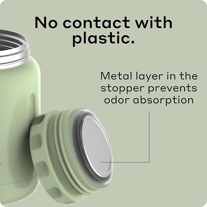 BOBBER 24 oz Insulated Stainless Steel Thermos for Hot Food, Extra-Wide Mouth Soup Container with Spoon and Bowl - Keeps Rice and Pasta Hot for 14 Hours and Salads Cold for 20 Hours (Green)