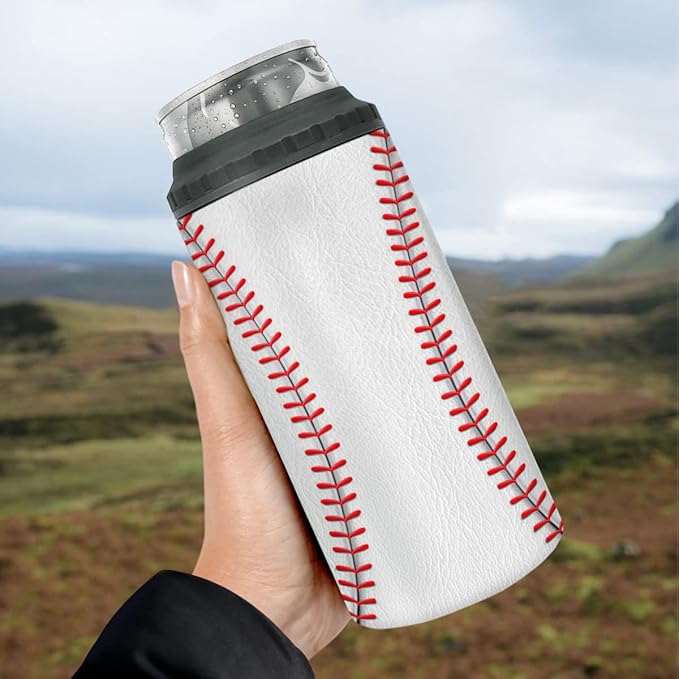 winorax Baseball Tumbler 4-in-1 Can Cooler Baseball Stainless Steel Insulated Tumblers Coffee Travel Mug Cup With Lid Gift Tumblers For Men Women Sports Gifts For Players Fan Coach Lovers
