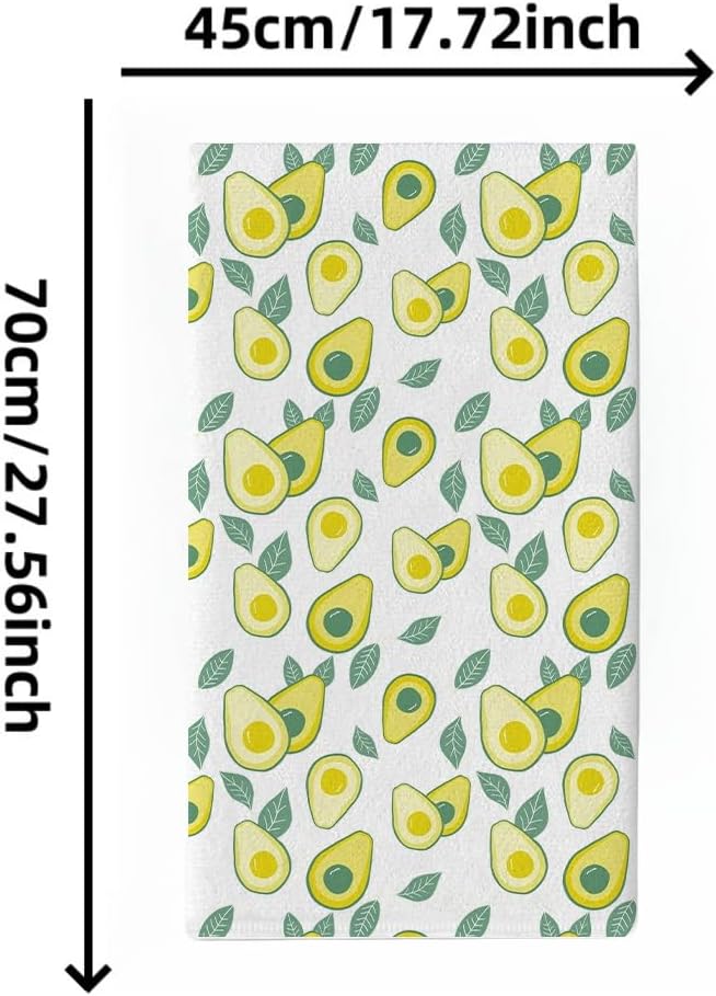 Avocado Design Kitchen Towels 2 Pack - Ultra Absorbent & Quick Dry Reusable Dish Cloths for Cleaning, 18"x26" Microfiber Dish Towels,Hand Towels Set for Kitchen or Bathroom Decor