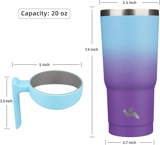 20 oz Tumbler with Handle and 2 Straw 2 Lid, Insulated Water Bottle Stainless Steel Vacuum Cup Reusable Travel Mug,Ocean Dream
