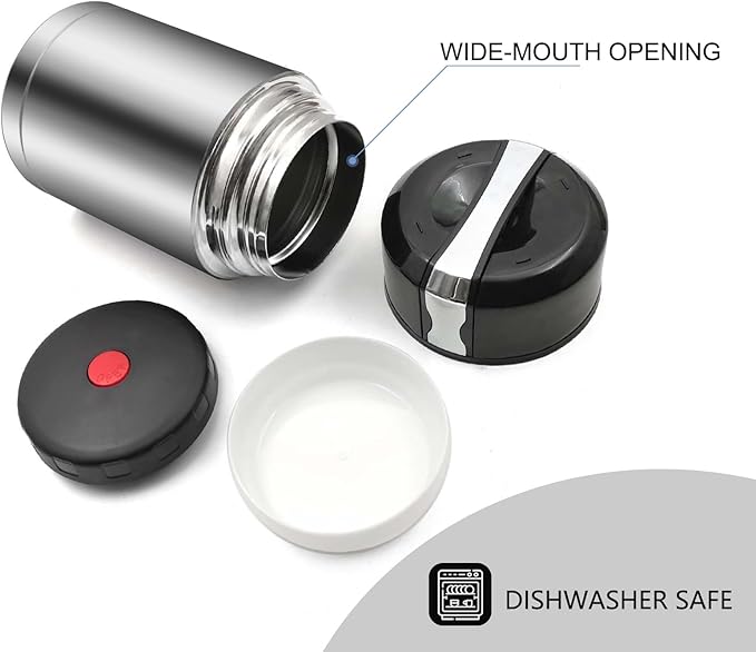 28oz Soup Thermos, Stainless Steel Thermos for Hot Food, Wide Mouth Food Thermos Jar, Insulated Lunch Container Leak Proof Vacuum Thermal Flask (silver)