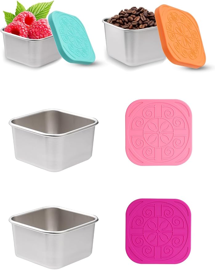 6 Pack 6oz Stainless Steel leak-proof Snack Box Portable Sealed Food Storage Box, a versatile food container for kids, fitness, picnic and travel