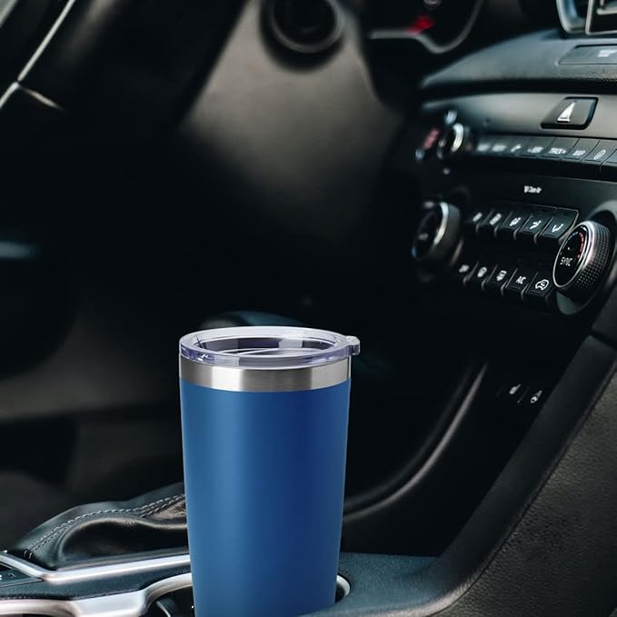 HASLE OUTFITTERS 20oz Tumblers Stainless Steel Mugs with Lid Double Wall Vacuum Insulated Coffee Cups for Cold & Hot Drinks (20oz-Dark Blue, 4 Pack)