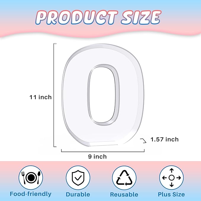 11" Acrylic Letter Charcuterie Box, Reusable Fillable Alphabet Number Shaped Form Tray for Birthday Anniversaries, Party Decorative Serving Plates Display Candy Cake (O)