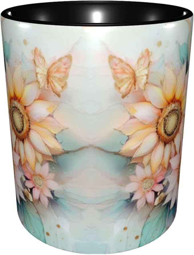 Yrebyou Sunflower Coffee Mug Funny Tea Cup Ceramic Mugs 11OZ with Handle Gifts for Women Men Home Office Decor