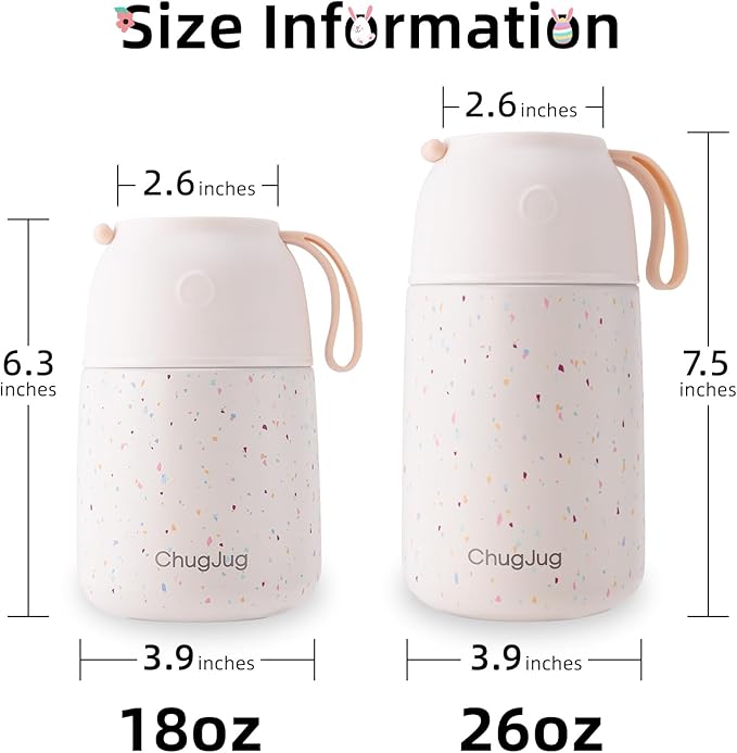 Thermo for Hot Food for Adults Kids | Wide Mouth, 18 oz Insulated Food Jar with Spoon, Leakproof Soup Thermo for School Office Travel, Thermal Steel Lunch Container Easy to Carry (White)