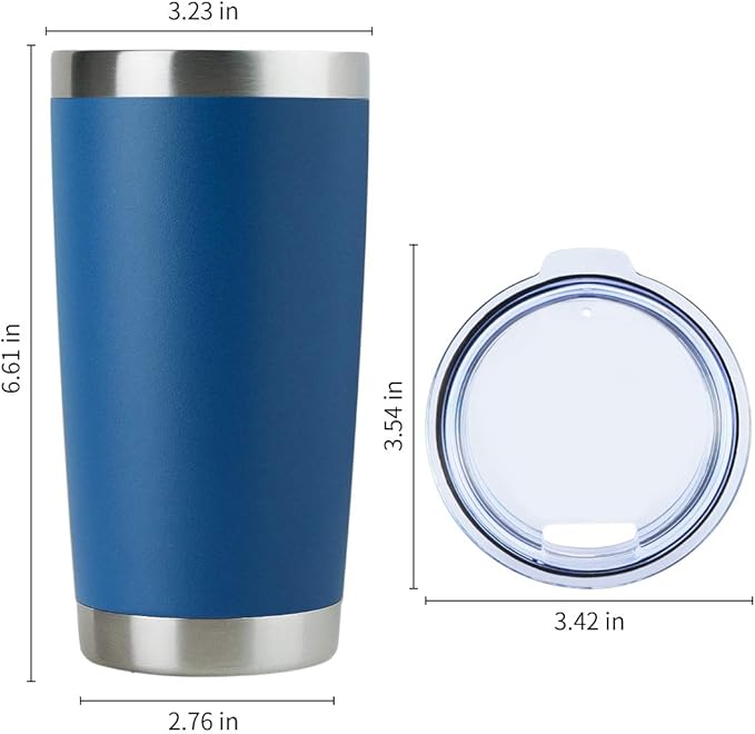 DOMICARE 20oz Stainless Steel Tumbler Bulk with Lid, Double Wall Vacuum Insulated Travel Mug, Powder Coated Coffee Cup (Dark Blue, 1)