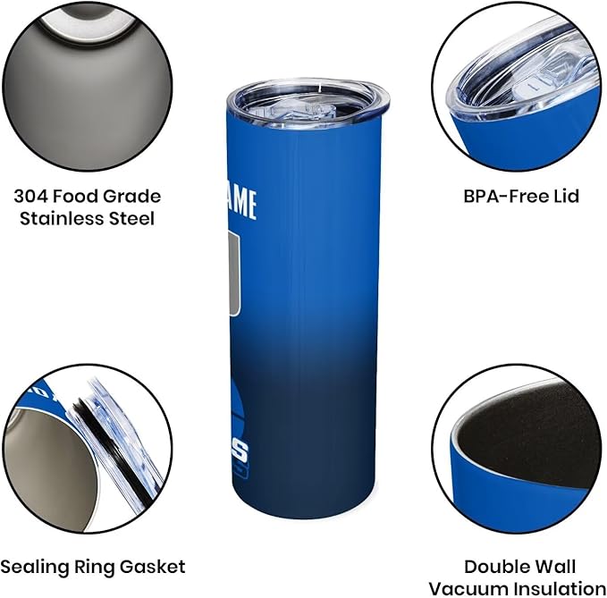 Custom Tumblers Stainless Steel Cup Personalized Basketball Insulation Travel Mug Add Your Name Number 20 oz Fans Gift for Men Women