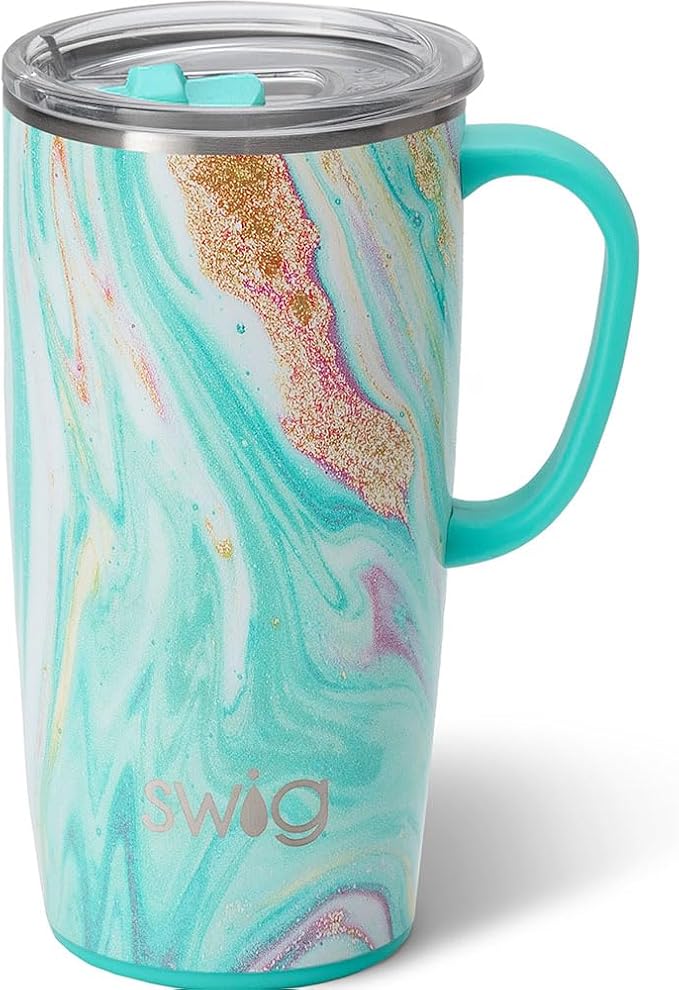 Swig Life 22oz Travel Mug, Insulated Tumbler with Handle and Lid, Cup Holder Friendly, Dishwasher Safe, Stainless Steel, Travel Coffee Cup, Insulated Mug with Lid (Wanderlust)