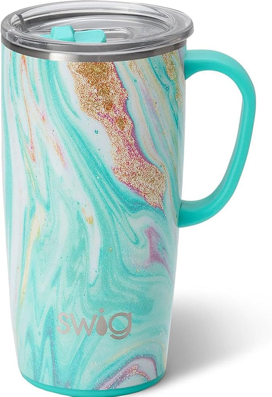 Swig Life 22oz Travel Mug, Insulated Tumbler with Handle and Lid, Cup Holder Friendly, Dishwasher Safe, Stainless Steel, Travel Coffee Cup, Insulated Mug with Lid (Wanderlust)