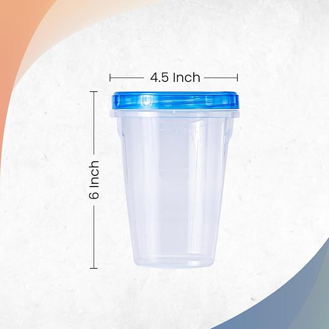 RFAQK 24 PCS Freezer Storage Containers with Lids-12 Plastic 32 oz Deli Containers with 12 Screw Lids-Freezer Containers for Soup with Twist Top Lids-Reusable Plastic Box for Lunch, Gym, Travel