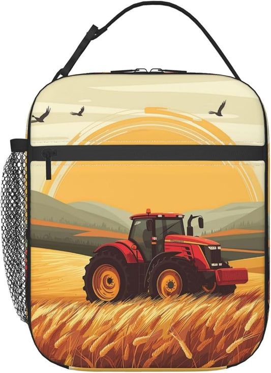 Tractor Lunch Box for Women Men, Insulated Lunch Box Reusable Portable Lunch Bag Cooler Tote Waterproof Lunch Container for Office Picnic Work Travel