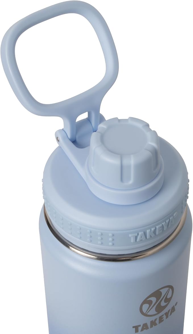 Takeya Actives Water Bottle with Spout Lid - Bottle with Double Stainless Steel Insulation - Dishwasher Safe & BPA-Free - Bottle with Spout Lid & Removable Bumper - 24 oz, Ombre Pacific Blue