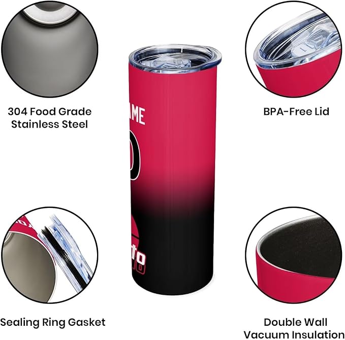 Custom Tumblers Stainless Steel Cup Personalized Basketball Insulation Travel Mug Add Your Name Number 20 oz Fans Gift for Men Women