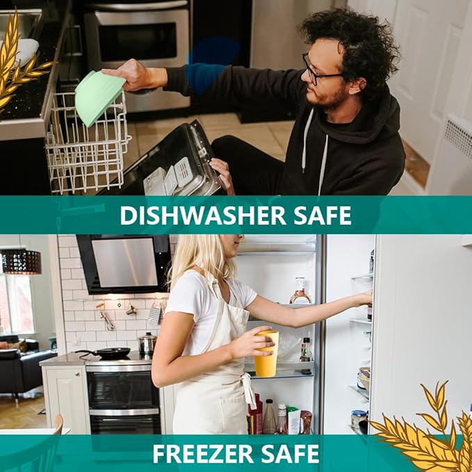 Teivio 32-Piece Kitchen Plastic Wheat Straw Dinnerware Sets, Service for 8, Dinner Plates, Dessert Plate, Cereal Bowls, Cups, Unbreakable Outdoor Camping Dishes Set,Colorful Hues