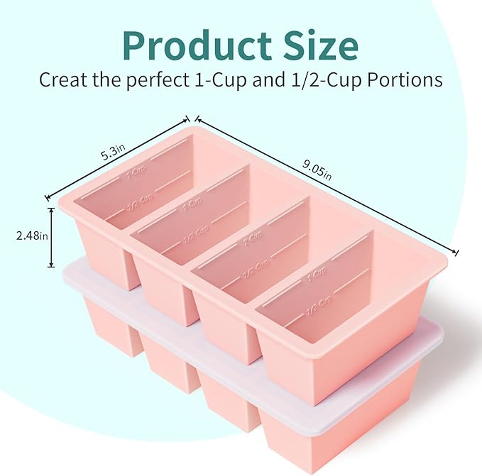 Silicone Freezer Tray for Sauce Cube: GGOW Silicone Freezing Tray for Broth Soup Storage - Freeze 250mL 125mL Souped Portion