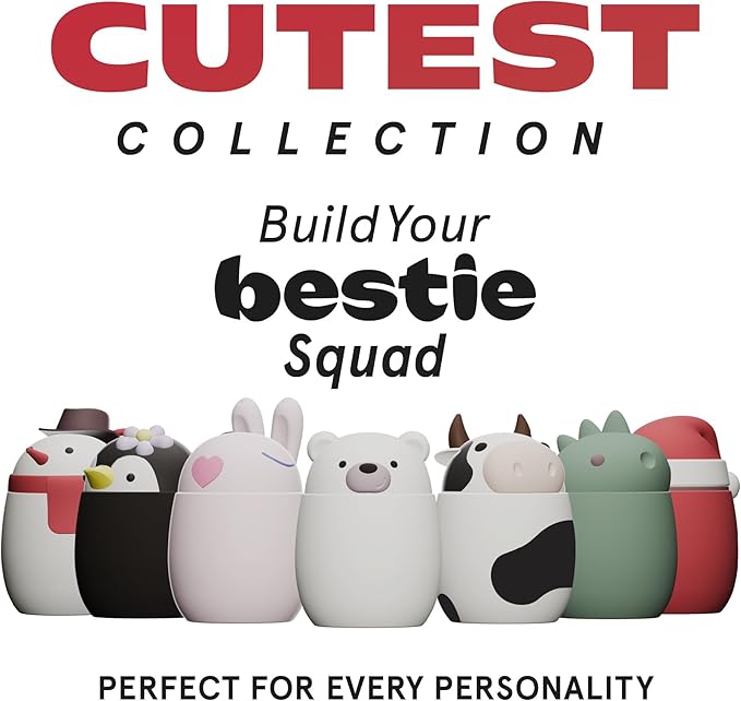 Bestie Foodie Kids Insulated Food Jar – Cute Character Lunch Container for Children, BPA-Free Stainless Steel, Leakproof & Vacuum Sealed, Keeps Food Hot or Cold, Easy to Clean, 16oz