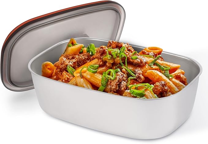 1.5L Lunch Box Inner Container with Lid, Single Compartment Stainless Steel Food Container, Removable Replacement Tray, Dishwasher Safe