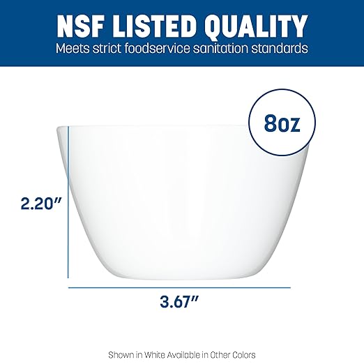 Carlisle FoodService Products Kingline Reusable Plastic Bowl Soup Cup for Home and Restaurant, Melamine, 8 Ounces, Black, (Pack of 48)