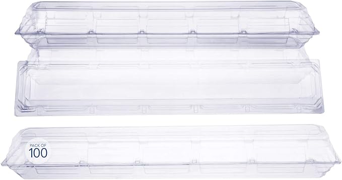 Royal Imports 100 Pack Clear Plastic Flower Box for Corsage, Boutonniere, Rose, Orchid Prom Wedding Craft Container 30x5x4