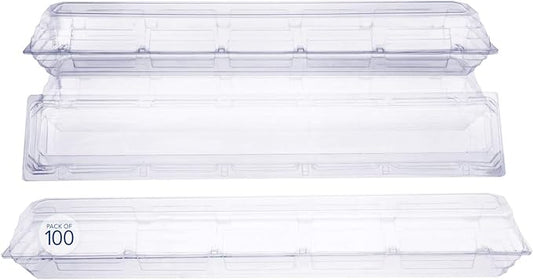 Royal Imports 100 Pack Clear Plastic Flower Box for Corsage, Boutonniere, Rose, Orchid Prom Wedding Craft Container 30x5x4