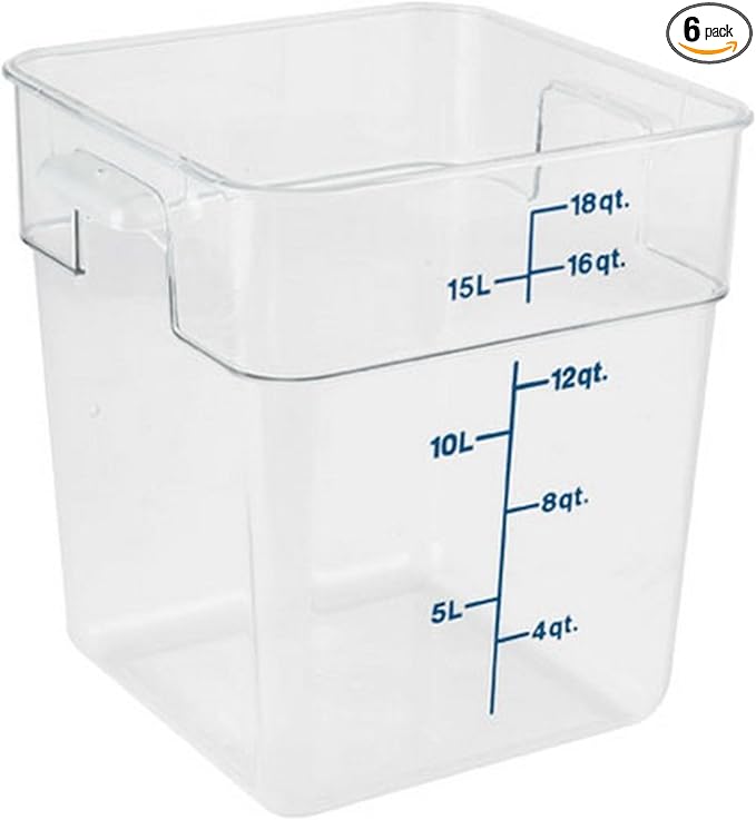 Cambro Food Storage Container - Classic Series Square - 18 QT (Quart) - Commercial Grade for Food Prep (Clear)